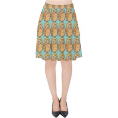 Owl Bird Pattern Velvet High Waist Skirt by Vaneshop