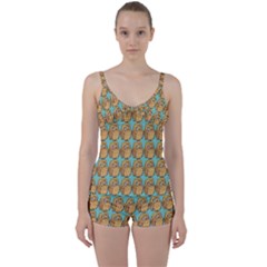 Owl Bird Pattern Tie Front Two Piece Tankini by Vaneshop