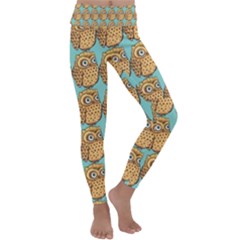 Owl Bird Pattern Kids  Lightweight Velour Classic Yoga Leggings by Vaneshop