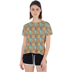 Owl Bird Pattern Open Back Sport Tee by Vaneshop