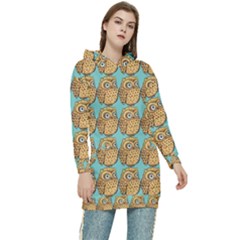 Owl Bird Pattern Women s Long Oversized Pullover Hoodie by Vaneshop