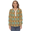 Owl Bird Pattern Zip Up Long Sleeve Blouse View1