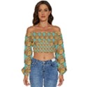 Owl Bird Pattern Long Sleeve Crinkled Weave Crop Top View1