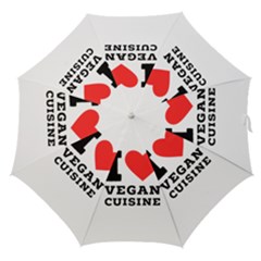 I Love Vegan Cuisine Straight Umbrellas by ilovewhateva