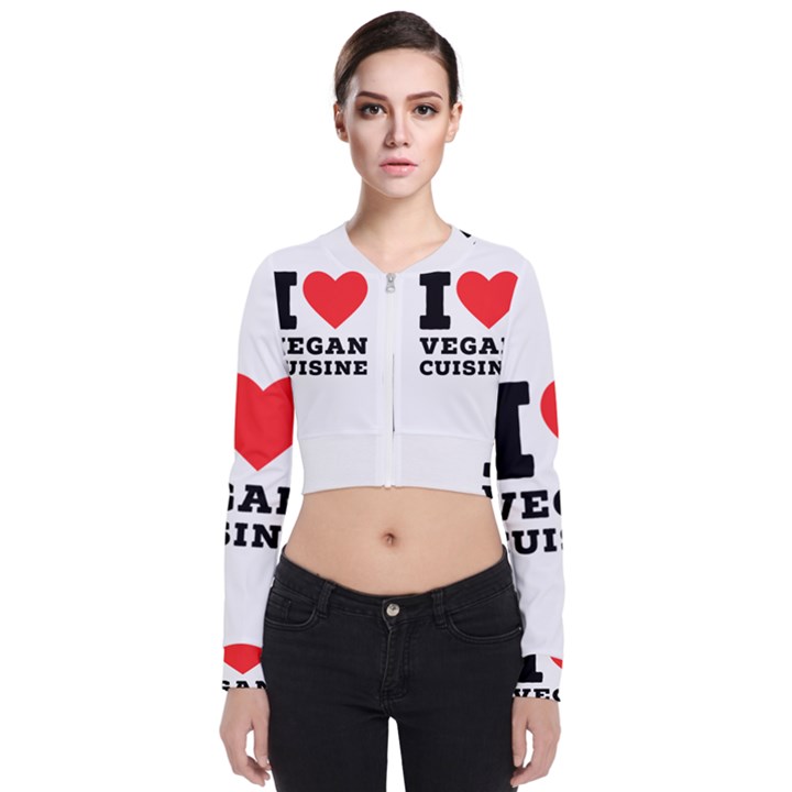 I love vegan cuisine Long Sleeve Zip Up Bomber Jacket