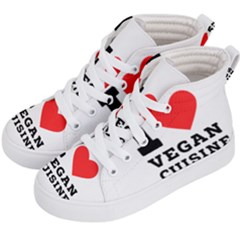 I Love Vegan Cuisine Kids  Hi-top Skate Sneakers by ilovewhateva