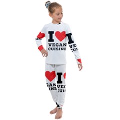 I Love Vegan Cuisine Kids  Long Sleeve Set  by ilovewhateva