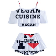 I Love Vegan Cuisine Kids  Off Shoulder Skirt Bikini by ilovewhateva