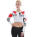 I love vegan cuisine Long Sleeve Cropped Velvet Jacket View1