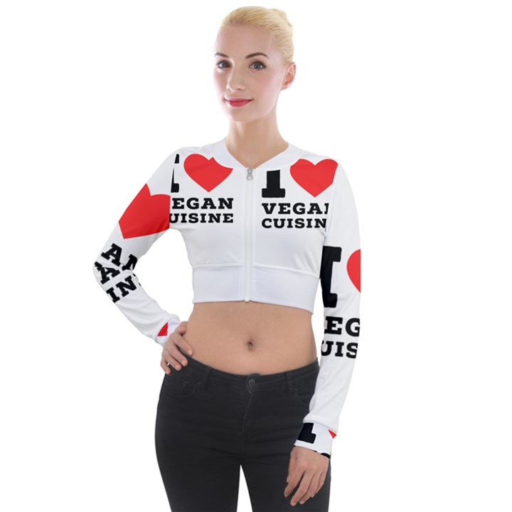 I love vegan cuisine Long Sleeve Cropped Velvet Jacket