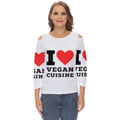 I Love Vegan Cuisine Cut Out Wide Sleeve Top