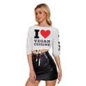 I love vegan cuisine Mid Sleeve Drawstring Hem Top View2