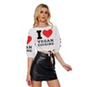 I love vegan cuisine Mid Sleeve Drawstring Hem Top View3