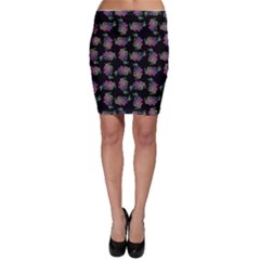 Midnight Noir Garden Chic Pattern Bodycon Skirt by dflcprintsclothing