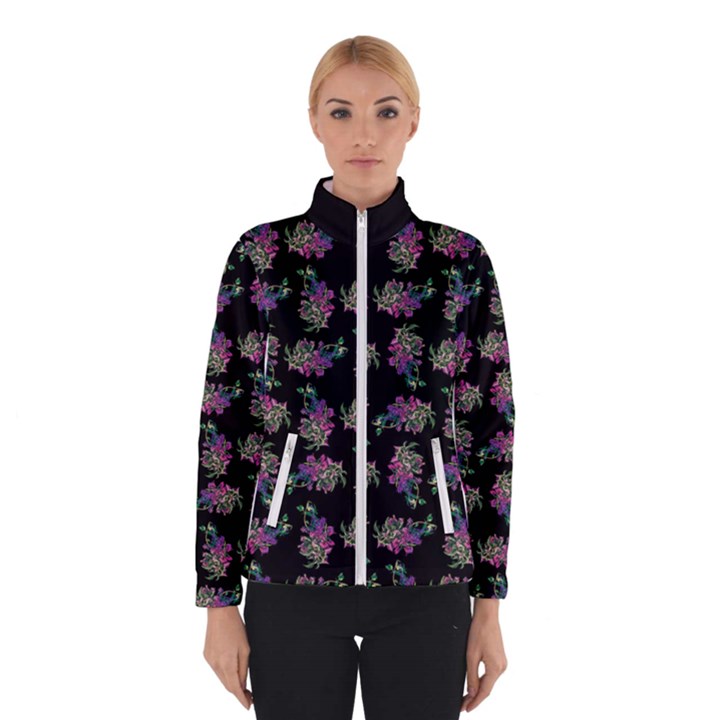 Midnight Noir Garden Chic Pattern Women s Bomber Jacket