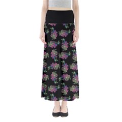 Midnight Noir Garden Chic Pattern Full Length Maxi Skirt by dflcprintsclothing