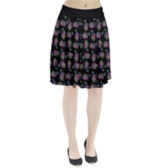 Midnight Noir Garden Chic Pattern Pleated Skirt by dflcprintsclothing