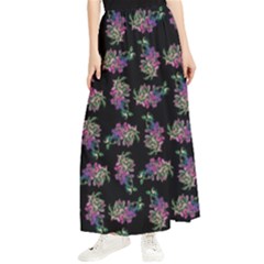 Midnight Noir Garden Chic Pattern Maxi Chiffon Skirt by dflcprintsclothing