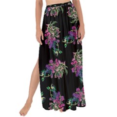 Midnight Noir Garden Chic Pattern Maxi Chiffon Tie-up Sarong by dflcprintsclothing