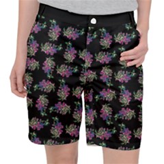 Midnight Noir Garden Chic Pattern Women s Pocket Shorts by dflcprintsclothing