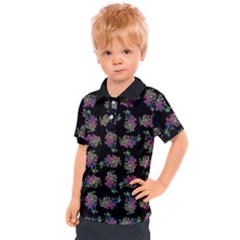 Midnight Noir Garden Chic Pattern Kids  Polo Tee