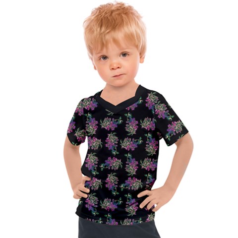 Midnight Noir Garden Chic Pattern Kids  Sports Tee by dflcprintsclothing