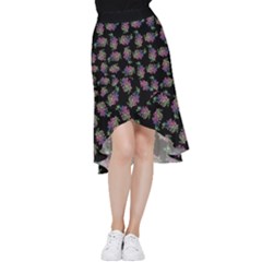 Midnight Noir Garden Chic Pattern Frill Hi Low Chiffon Skirt by dflcprintsclothing