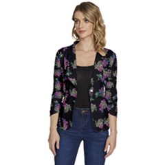 Midnight Noir Garden Chic Pattern Women s One-button 3/4 Sleeve Short Jacket by dflcprintsclothing