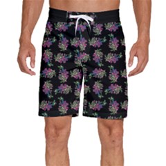 Midnight Noir Garden Chic Pattern Men s Beach Shorts by dflcprintsclothing