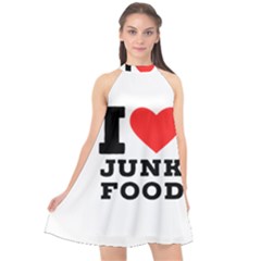 I Love Junk Food Halter Neckline Chiffon Dress  by ilovewhateva