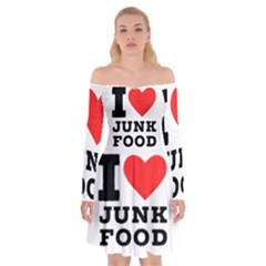 I Love Junk Food Off Shoulder Skater Dress by ilovewhateva