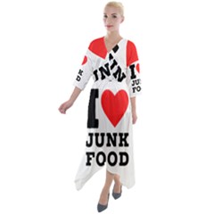 I Love Junk Food Quarter Sleeve Wrap Front Maxi Dress by ilovewhateva