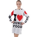 I love junk food Long Sleeve Hoodie Dress View1