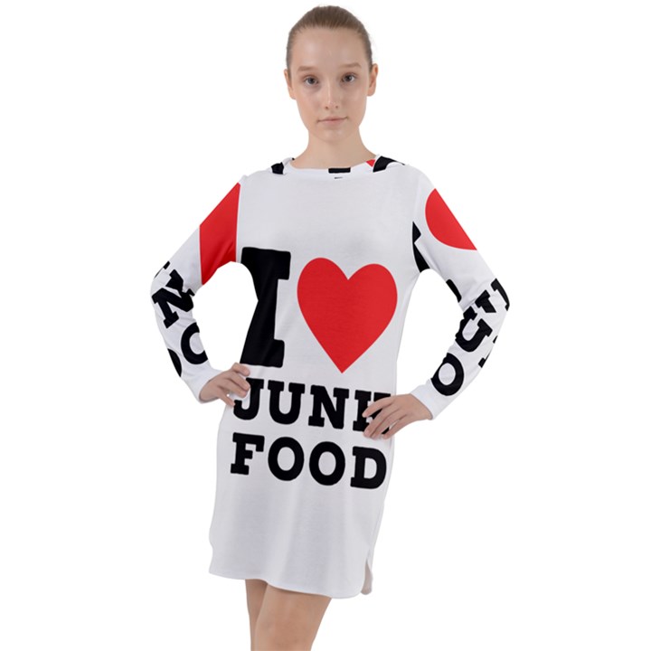 I love junk food Long Sleeve Hoodie Dress