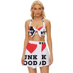 I Love Junk Food Vintage Style Bikini Top And Skirt Set  by ilovewhateva