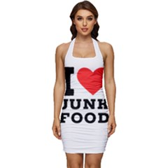 I Love Junk Food Sleeveless Wide Square Neckline Ruched Bodycon Dress by ilovewhateva