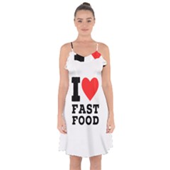 I Love Fast Food Ruffle Detail Chiffon Dress by ilovewhateva