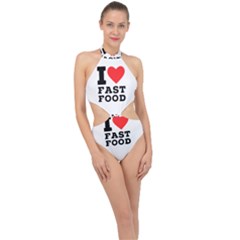 I Love Fast Food Halter Side Cut Swimsuit by ilovewhateva