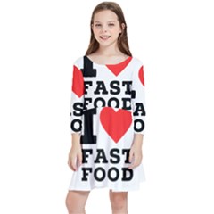 I Love Fast Food Kids  Quarter Sleeve Skater Dress by ilovewhateva