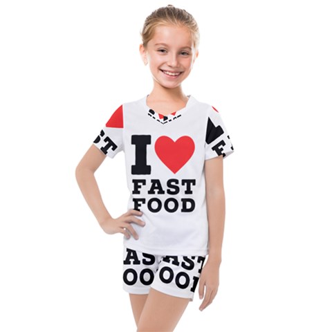 I Love Fast Food Kids  Mesh Tee And Shorts Set by ilovewhateva