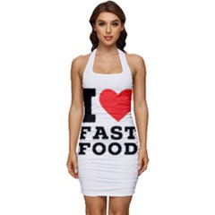 I Love Fast Food Sleeveless Wide Square Neckline Ruched Bodycon Dress by ilovewhateva