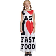 I Love Fast Food Kids  Satin Sleeveless Maxi Dress by ilovewhateva