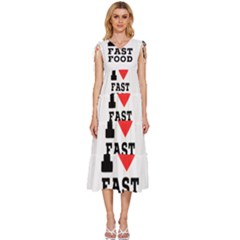 I Love Fast Food V-neck Drawstring Shoulder Sleeveless Maxi Dress