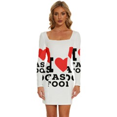 I Love Fast Food Long Sleeve Square Neck Bodycon Velvet Dress by ilovewhateva