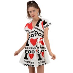 I Love Gourmet Food Flutter Sleeve Wrap Dress by ilovewhateva