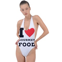 I Love Gourmet Food Backless Halter One Piece Swimsuit by ilovewhateva