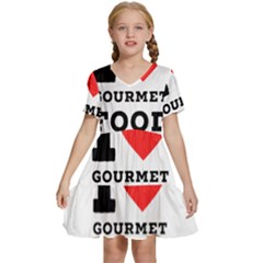 I Love Gourmet Food Kids  Short Sleeve Tiered Mini Dress by ilovewhateva