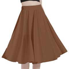 Caramel Cafe Brown	 - 	a-line Full Circle Midi Skirt With Pocket by ColorfulWomensWear