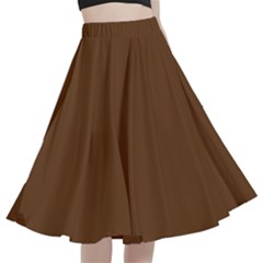 Caramel Brown	 - 	a-line Full Circle Midi Skirt With Pocket by ColorfulWomensWear