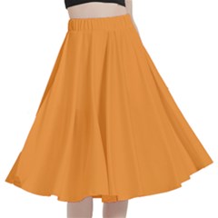 Deep Saffron Orange	 - 	a-line Full Circle Midi Skirt With Pocket by ColorfulWomensWear